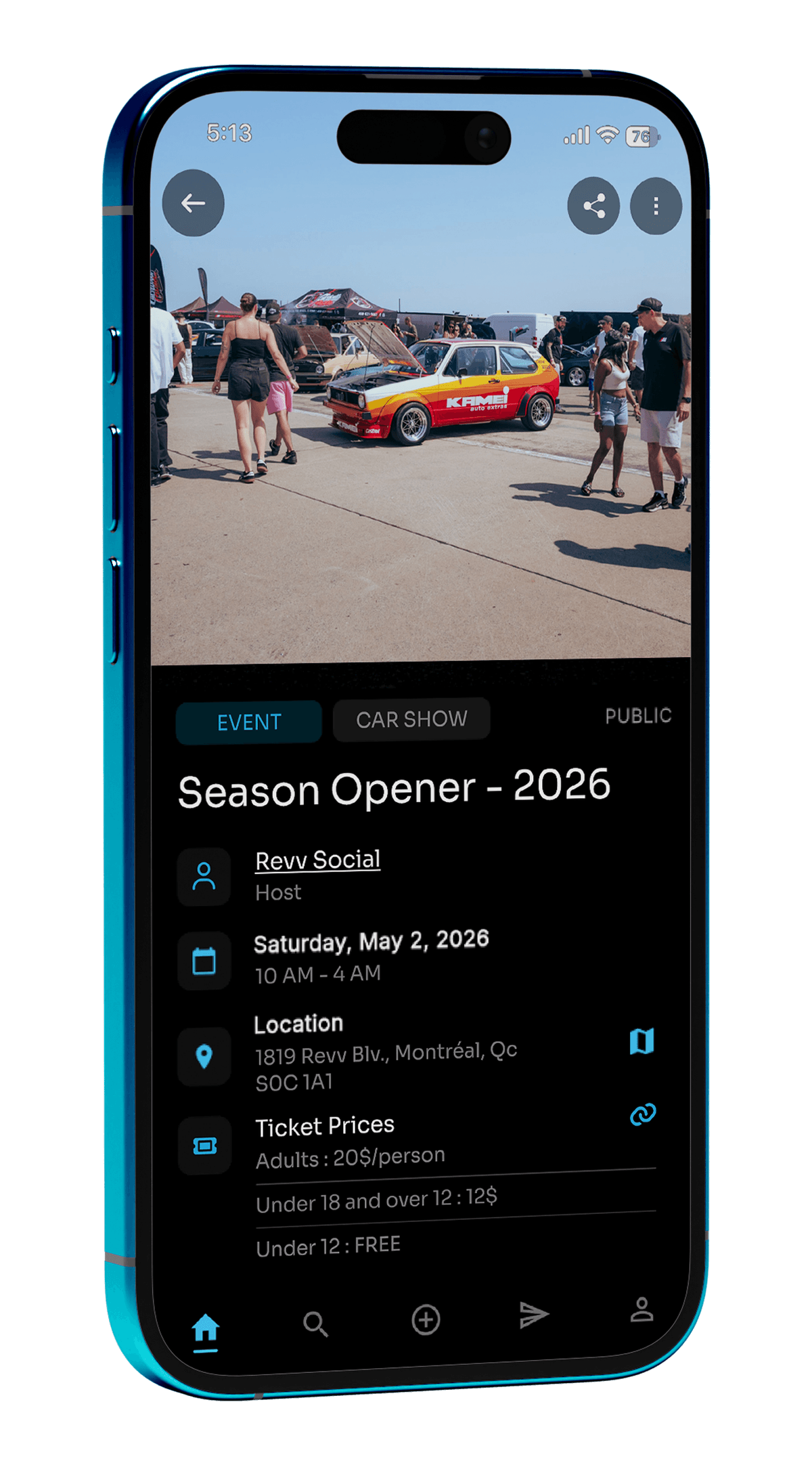 Car meets and events hosted by a business on Revv Social
